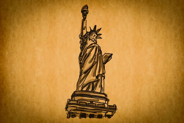自由手绘集合： 美国自由，纽约，女神像 — 图库照片