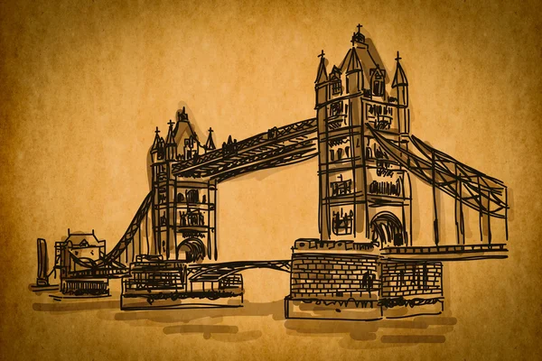 フリーハンド スケッチのコレクション: 橋の塔、ロンドン、イギリス — ストック写真