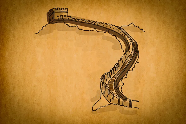 Coleção de esboço de mão livre: Wonder Great Chinese Wall — Fotografia de Stock