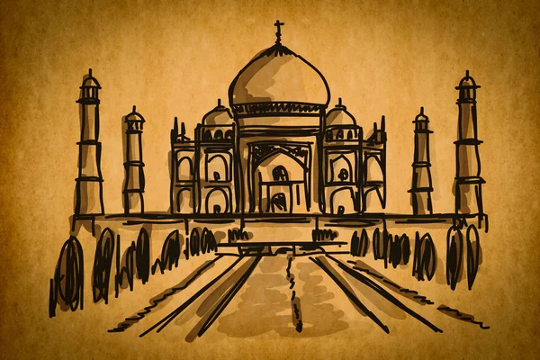 stock image Free hand sketch collection: Taj Mahal, Agra, India