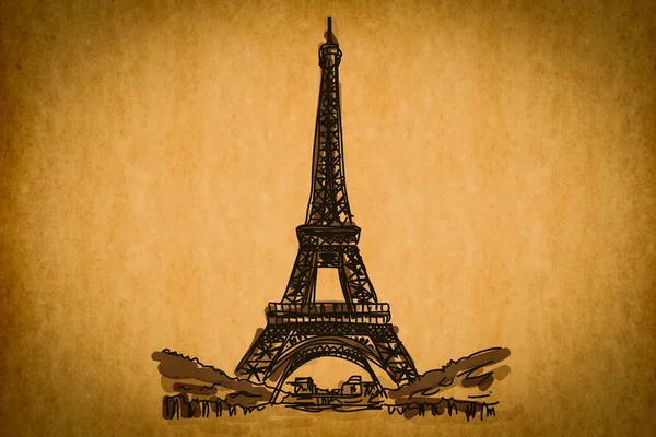 Volnou rukou skici kolekce: Eiffelova věž, Paříž, Francie — Stock fotografie