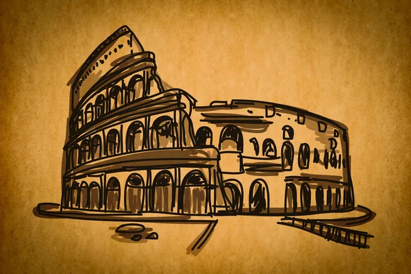 Ελεύθερο χέρι σκίτσο συλλογή: Κολοσσαίο στη Ρώμη, Ιταλία — Φωτογραφία Αρχείου