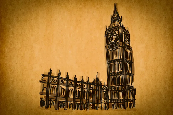 Вільною рукою ескіз колекції: великий Бен Лондон, Англія — стокове фото