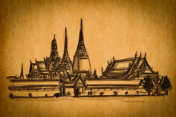 Free hand sketch collection: Grand Palace , Bangkok — Stock Photo, Image
