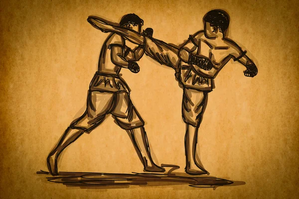 Free hand ескіз тайського боксу колекції: муай-тай — стокове фото