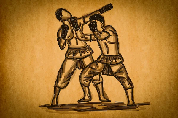 Free hand sketch Thai Boxing Collection : Muay Thai — Stock Photo, Image