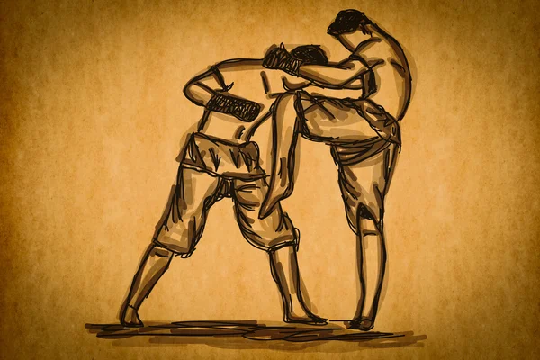 stock image Free hand sketch Thai Boxing Collection : Muay Thai