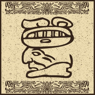 Aztec Indian face on old brown background clipart