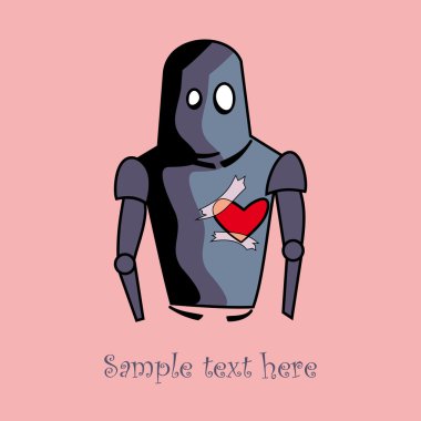 Robot with heart card design clipart