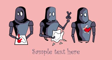 Robot with heart card design clipart