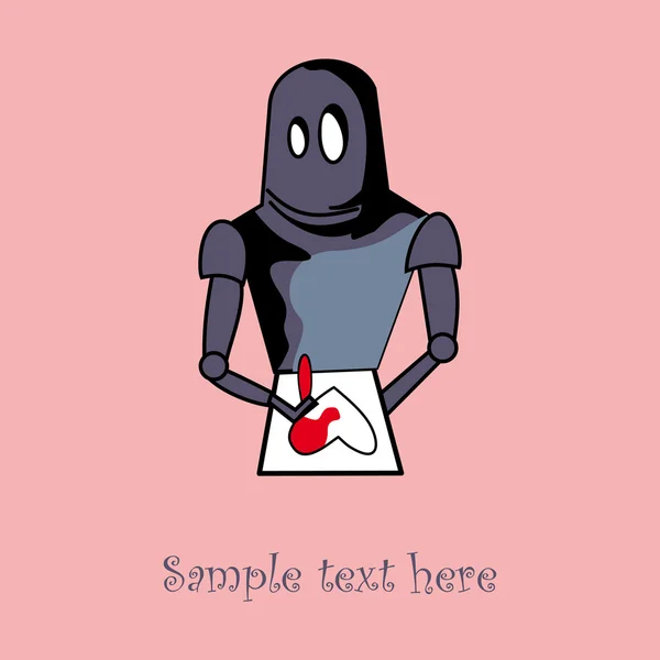 Robot med hjärtat kortdesign — Stock vektor