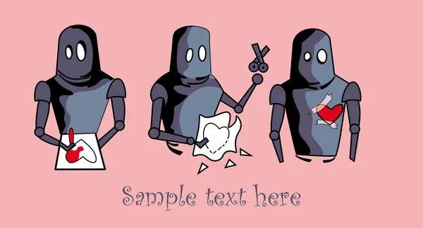 Robot avec conception de carte cardiaque — Image vectorielle