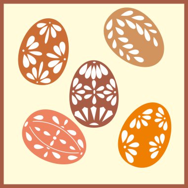 Set of six Easter eggs with with ornaments clipart