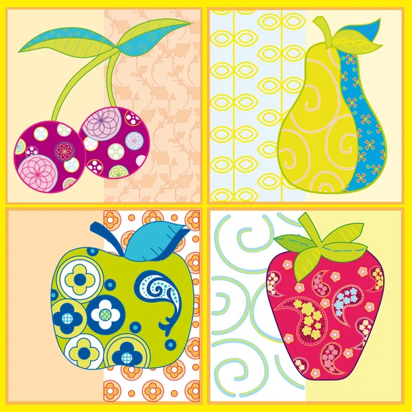 Fruits abstraits isolés sur un fond coloré — Image vectorielle