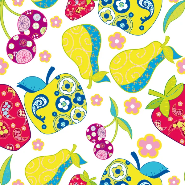 Fruits mignons fond sans couture — Image vectorielle