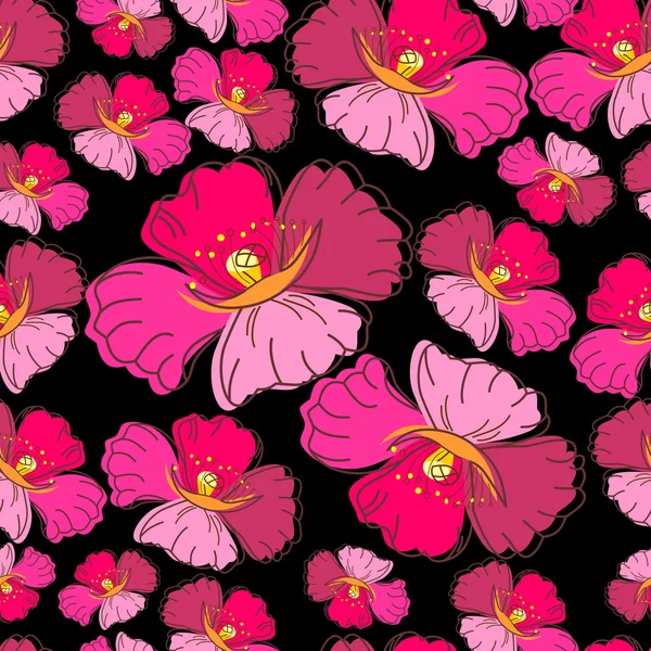 スタイリッシュな美しい明るい花柄のシームレスなパターン。抽象的なエレガンス ベクトル イラスト テクスチャ — ストックベクタ