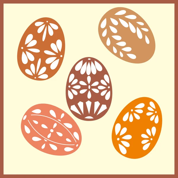 Conjunto de seis ovos de Páscoa com ornamentos — Vetor de Stock
