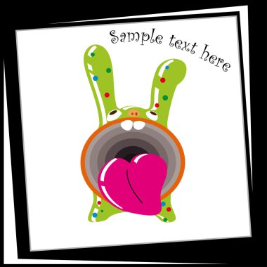 Funny Green Bunny with a big mouth clipart