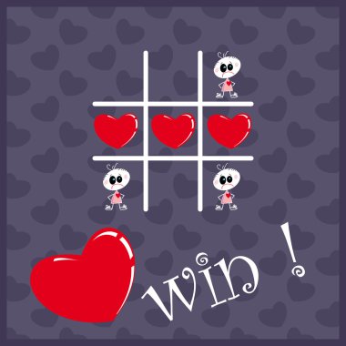 Tic Tac Toe Hearts, Valentine background. clipart