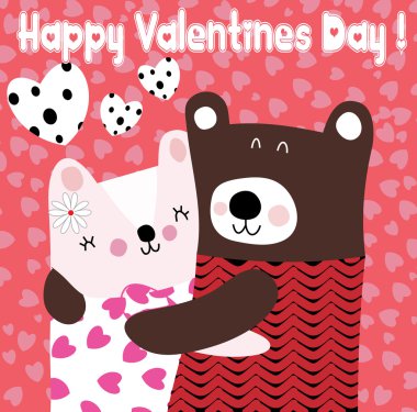 Two cute Teddy bears in love clipart