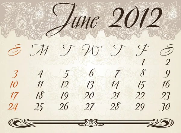 縦型のカレンダー 2012 年 1 月 — ストックベクタ
