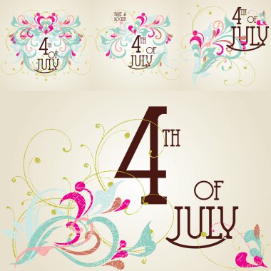 Four Vintage card-American Independence Day clipart