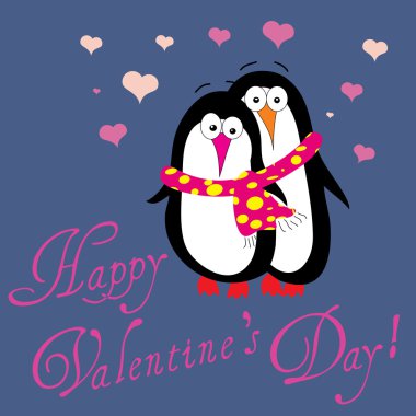 Two penguins in love clipart