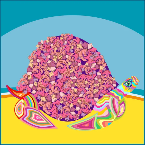 Сухопутна черепаха на пляжі — стоковий вектор
