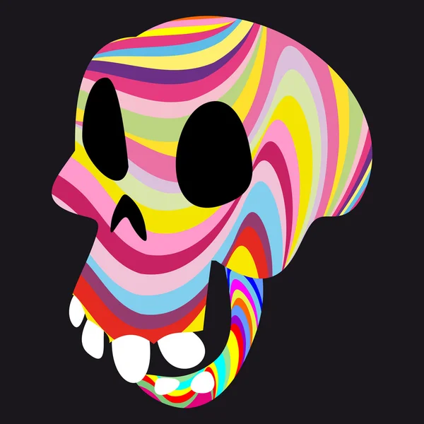 黒の背景に虹の頭蓋骨 — ストックベクタ