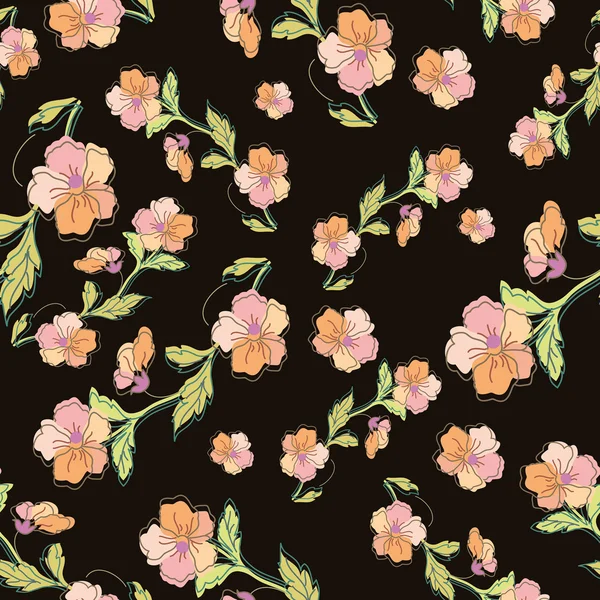 スタイリッシュな美しい明るい花柄のシームレスなパターン。抽象的なエレガンス ベクトル イラスト textu — ストックベクタ