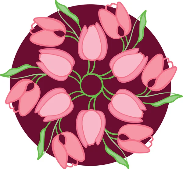 Bonito, tulipanes en círculo — Vector de stock