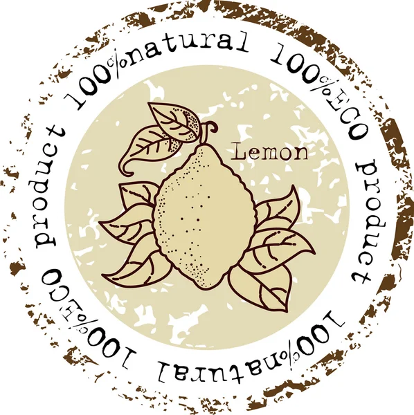 Grunge sello de goma con forma de frutas y la palabra natural escrita dentro del sello — Vector de stock