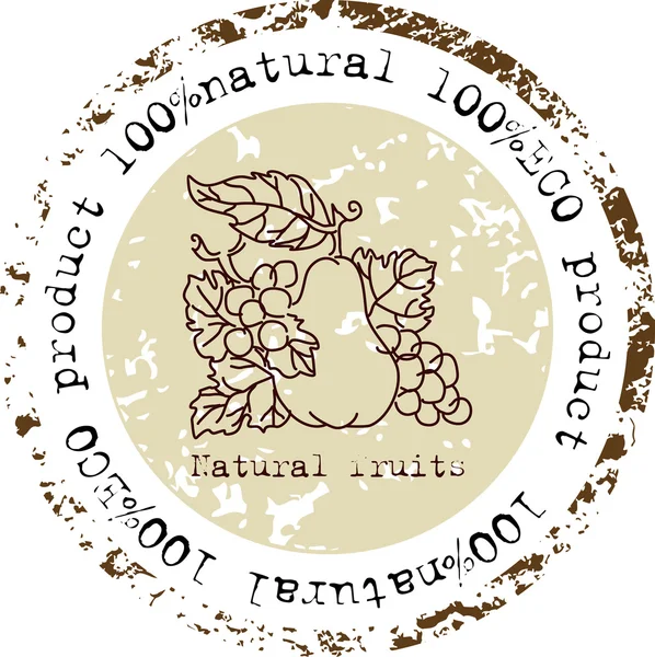 Grunge sello de goma con forma de frutas y la palabra natural escrita dentro del sello — Vector de stock