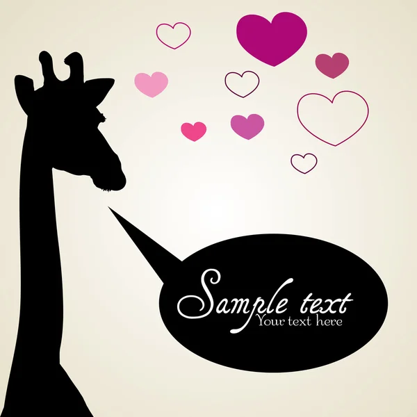 Girafe en amour avec chat bulle — Image vectorielle