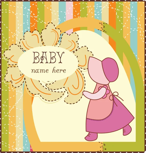 Baby meisje uitnodigingskaart — Stockvector