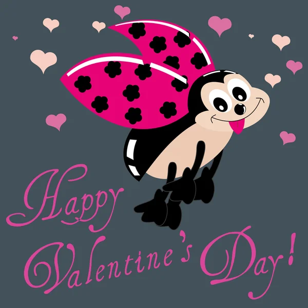 Valentijn wenskaart met lieveheersbeestje — Stockvector