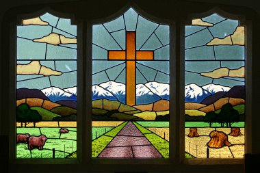 Glass window at Greendale church clipart