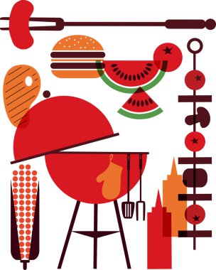 Set of bbq objects clipart