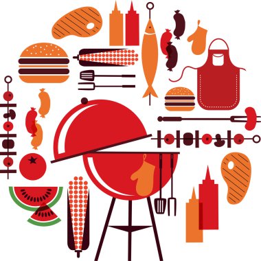 Set of bbq objects clipart