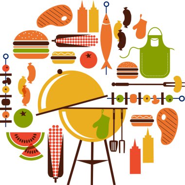 Set of bbq objects clipart