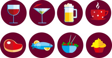 Set of food and drink icons clipart