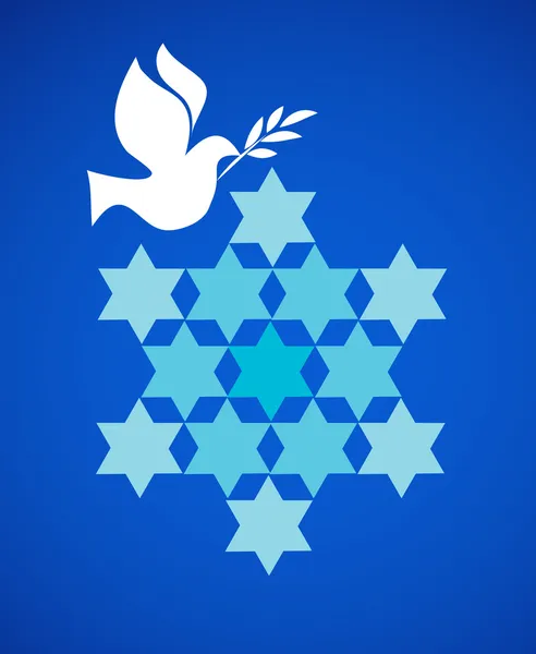 Friedenstaube mit David Stern auf Blau — Stockvektor