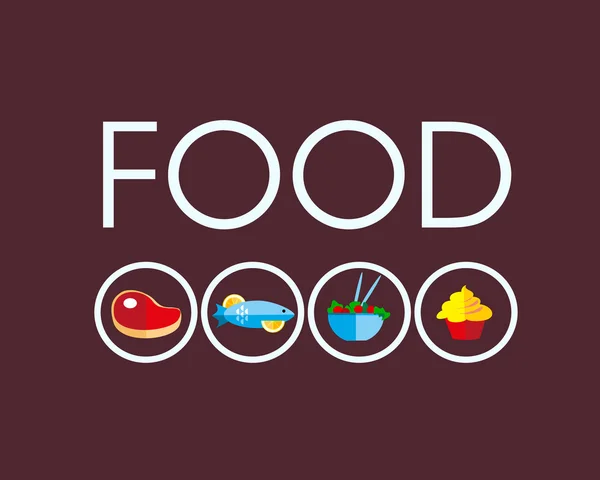 Élelmiszer-ikonok, hús és vegetáriánus ételek — Stock Vector