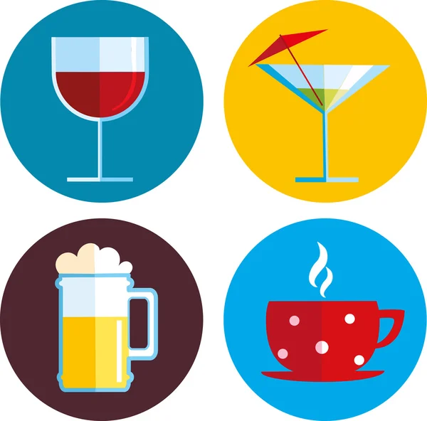 Ícones de bebida com bebida diferente — Vetor de Stock
