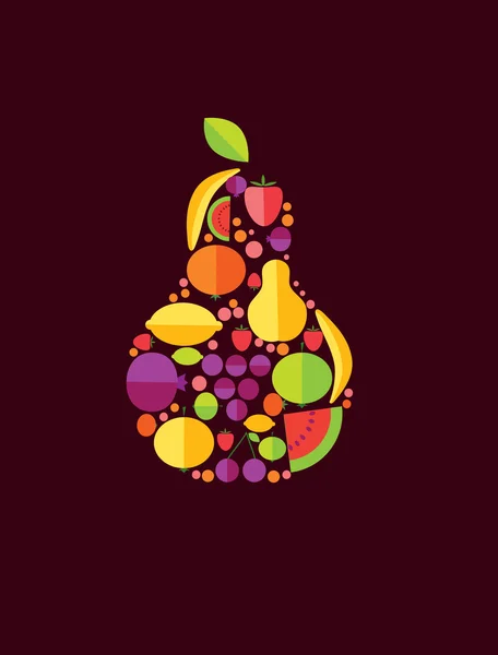Hruška z ovoce, izolovaných na bílém pozadí — Stockový vektor