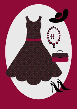 romantik elbise, kolye, Ayakkabı ve çanta