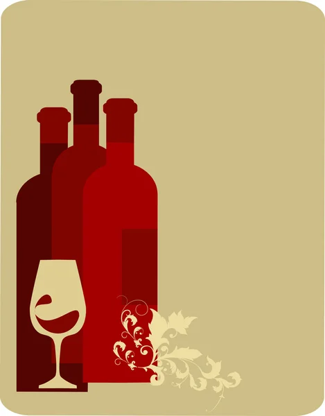 Şarap şişeleri ve cam. — Stok Vektör