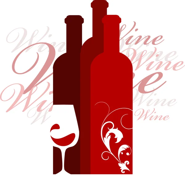 Пляшки вина та склянка — стоковий вектор
