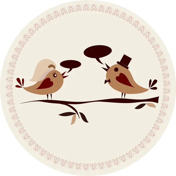 Bruiloft uitnodiging sjabloon, twee vogels — Stockvector