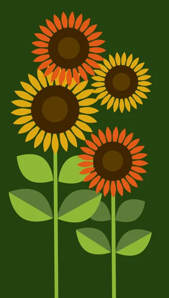Flowers on green background — Stock Vector